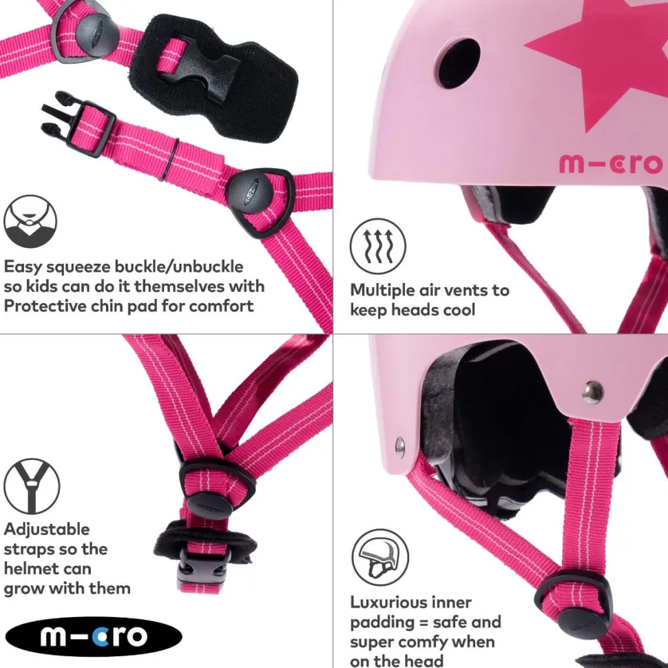 Helmet Pink Star Small (48-54cm)