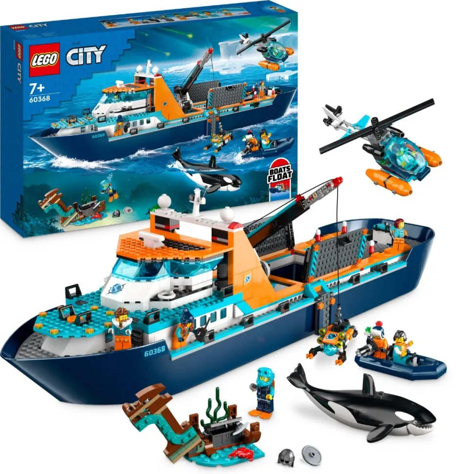 LEGO® 60368 City Arctic Explorer Ship, Big Floating Boat Toy