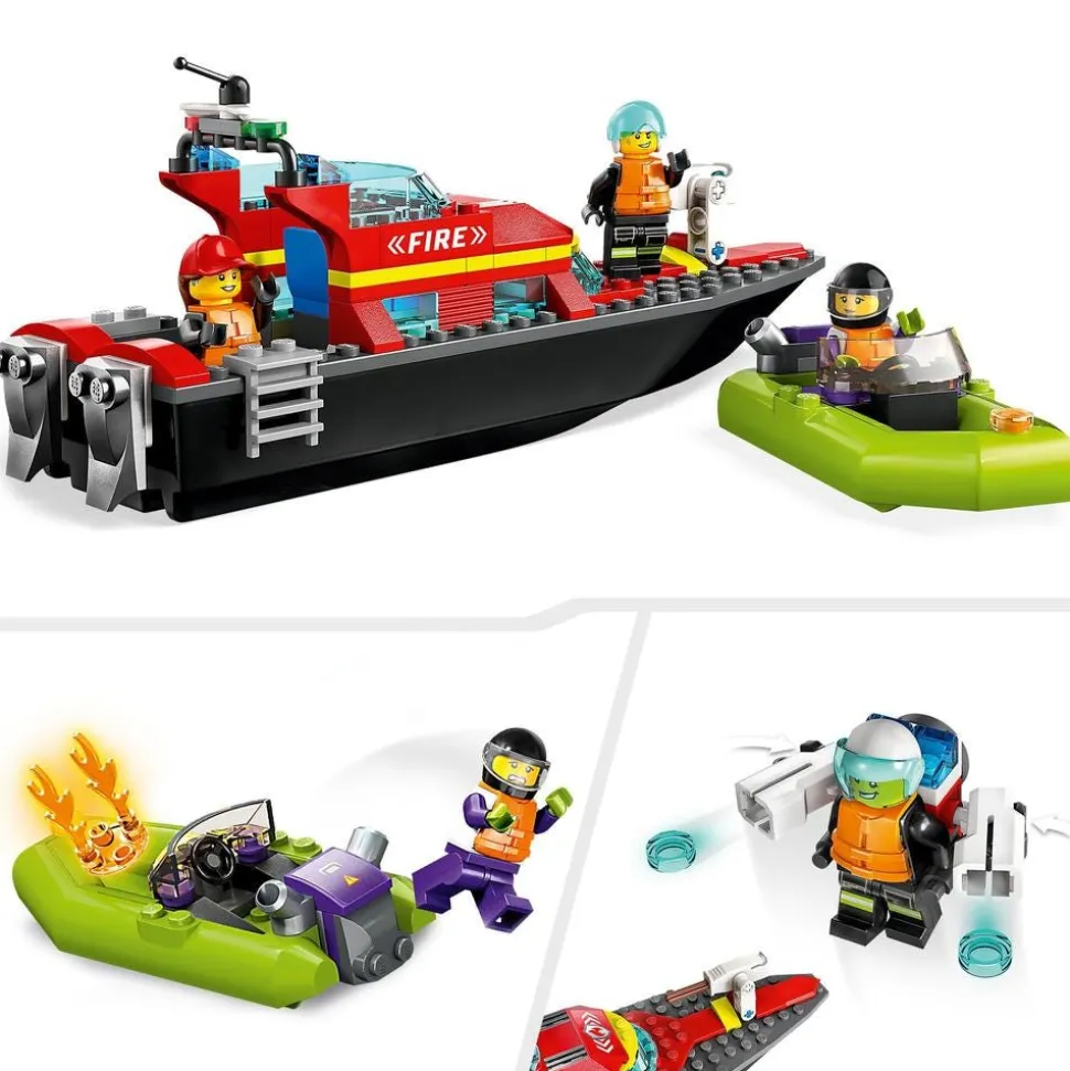 LEGO® 60373 City Fire Rescue Boat Toy, Floats On Water Set