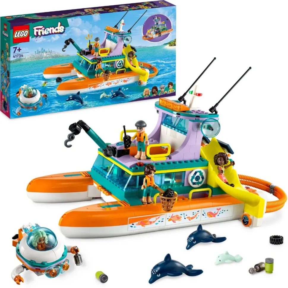 LEGO® 41734 Friends Sea Rescue Boat Toy with Dolphin Figures