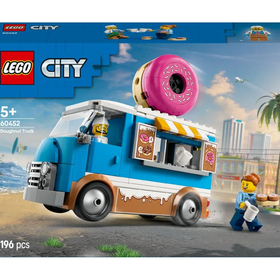 LEGO® City Doughnut Truck Toy, Set with 2 Minifigures 60452