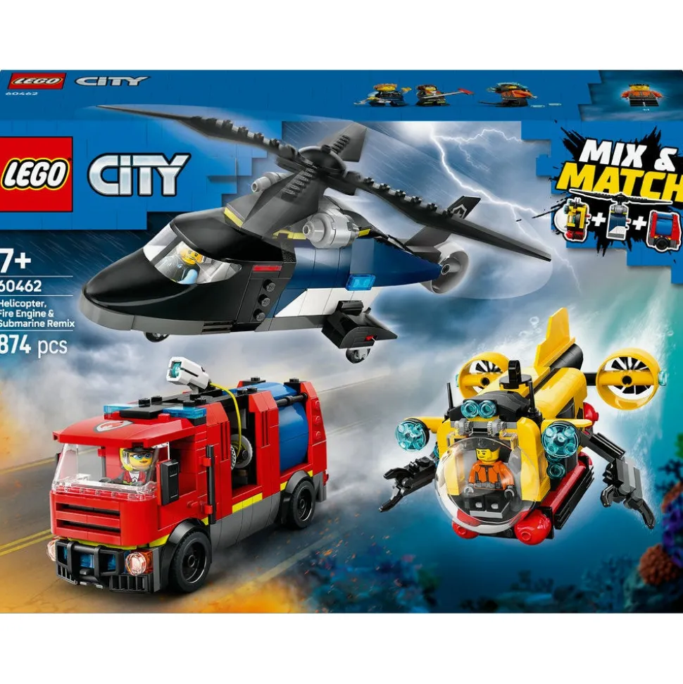 LEGO® City Helicopter, Fire Engine & Submarine Remix 60462