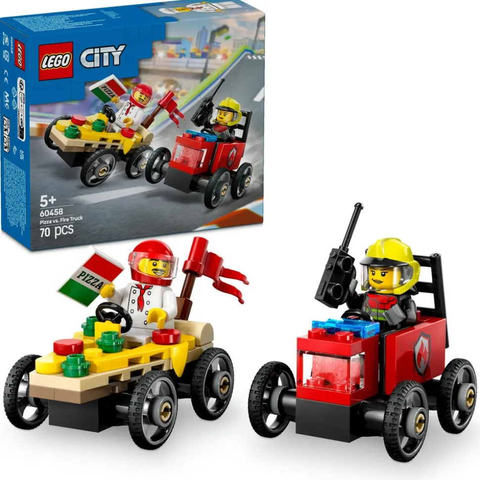 LEGO® City Pizza vs. Fire Truck Race Car Pack Toy 60458