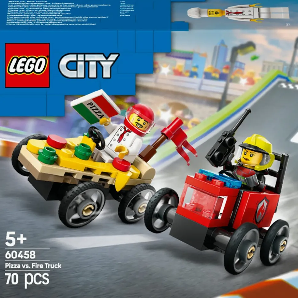 LEGO® City Pizza vs. Fire Truck Race Car Pack Toy 60458