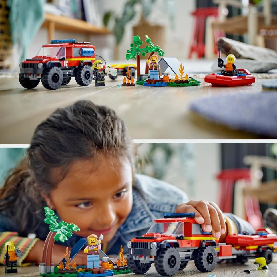 LEGO® City 4x4 Fire Engine with Rescue Boat Toy 60412