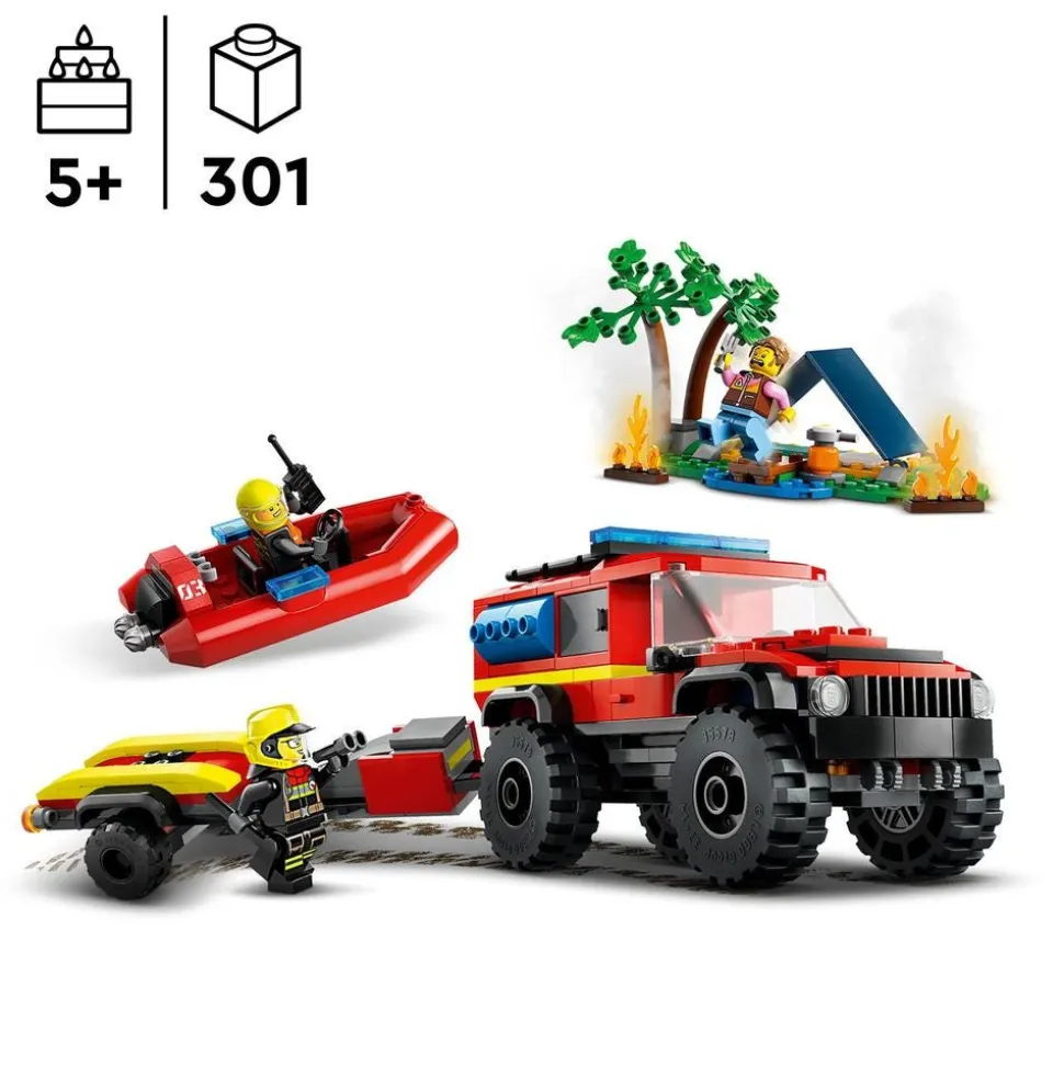 LEGO® City 4x4 Fire Engine with Rescue Boat Toy 60412