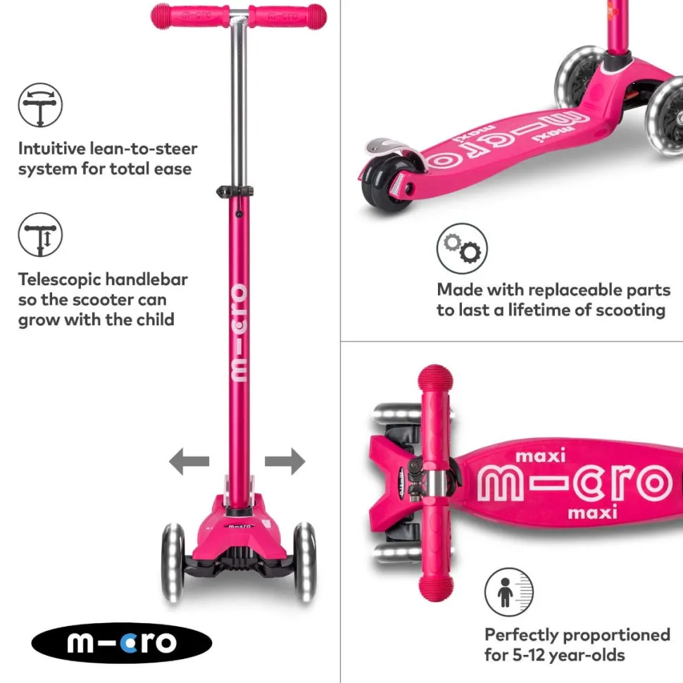 Maxi Deluxe Led Scooter Pink