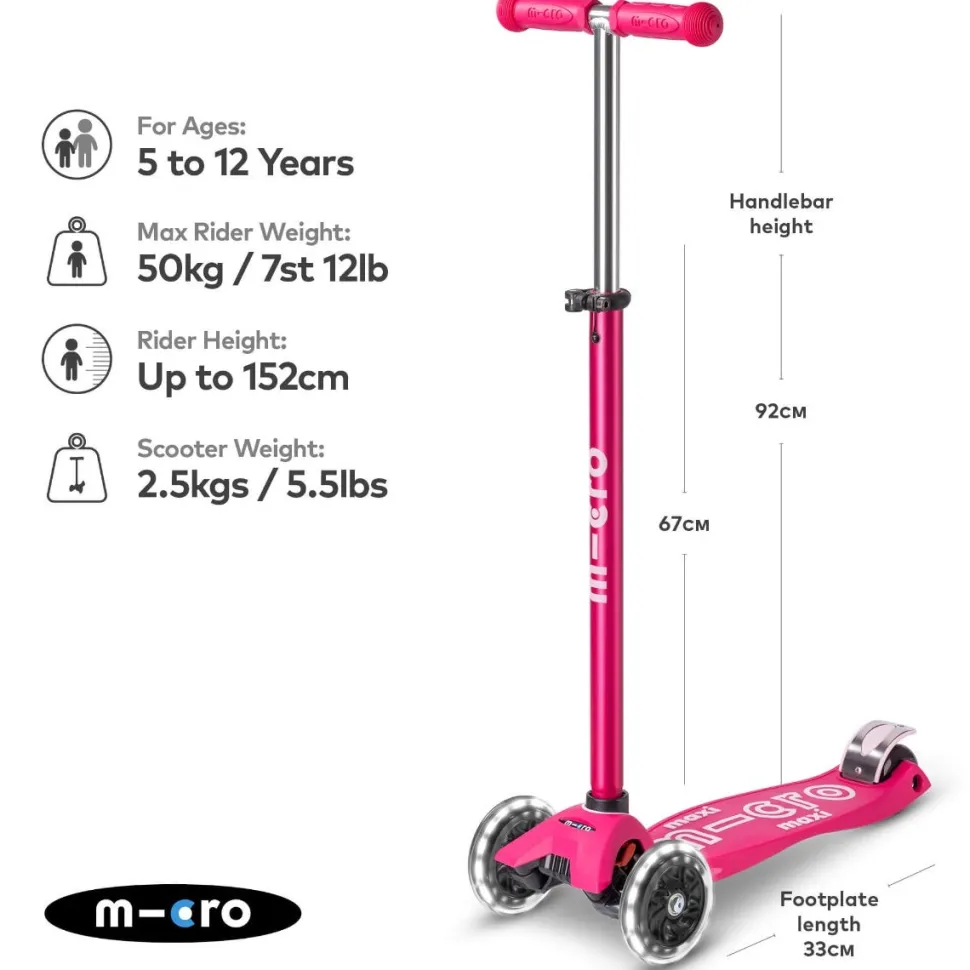 Maxi Deluxe Led Scooter Pink