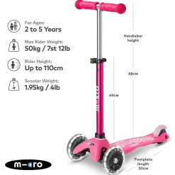 Micro Scooters - Mini Micro Deluxe Led Scooter - Pink