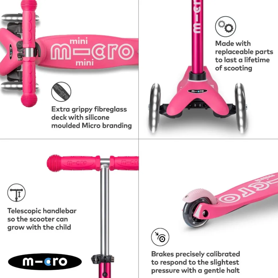 Micro Scooters - Mini Micro Deluxe Led Scooter - Pink