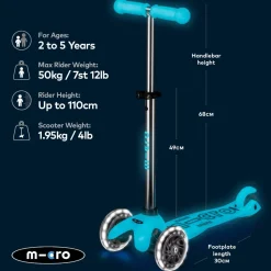 Mini Deluxe Glow Scooter With Led Wheels: Aqua