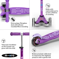 Mini Deluxe Led Scooter Purple