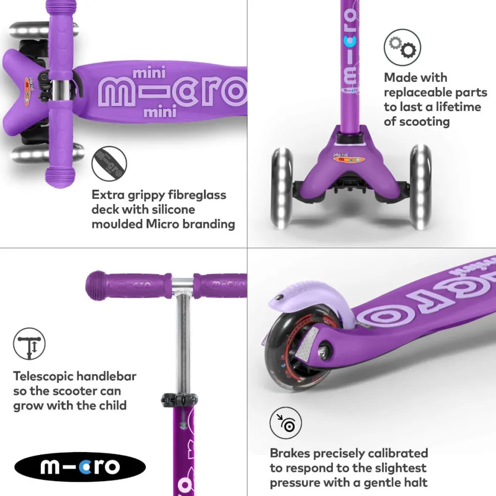 Mini Deluxe Led Scooter Purple