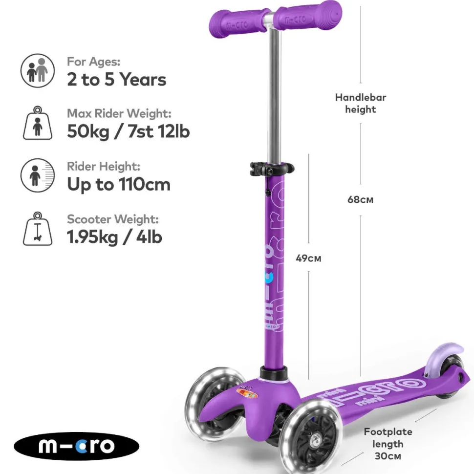 Mini Deluxe Led Scooter Purple