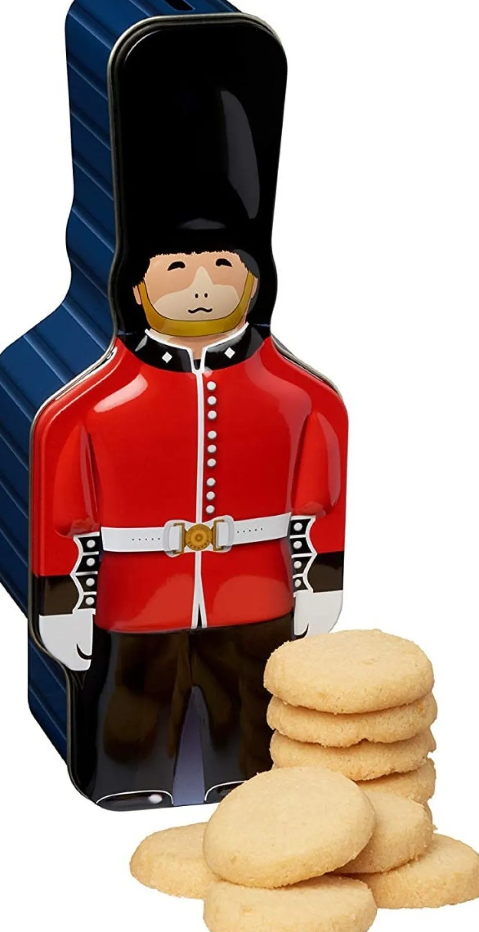 Policeman Money Box Tin Filed With 100G Chocolate Chip Cookies.