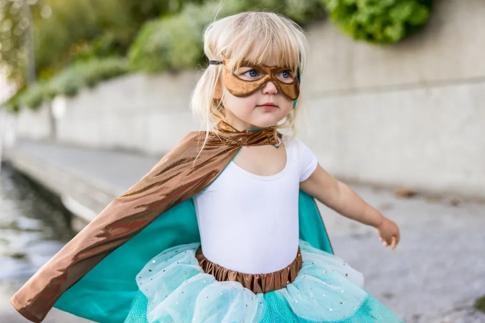 Super Duper Tutu, Cape And Mask Teal / Copper (4-6 years)