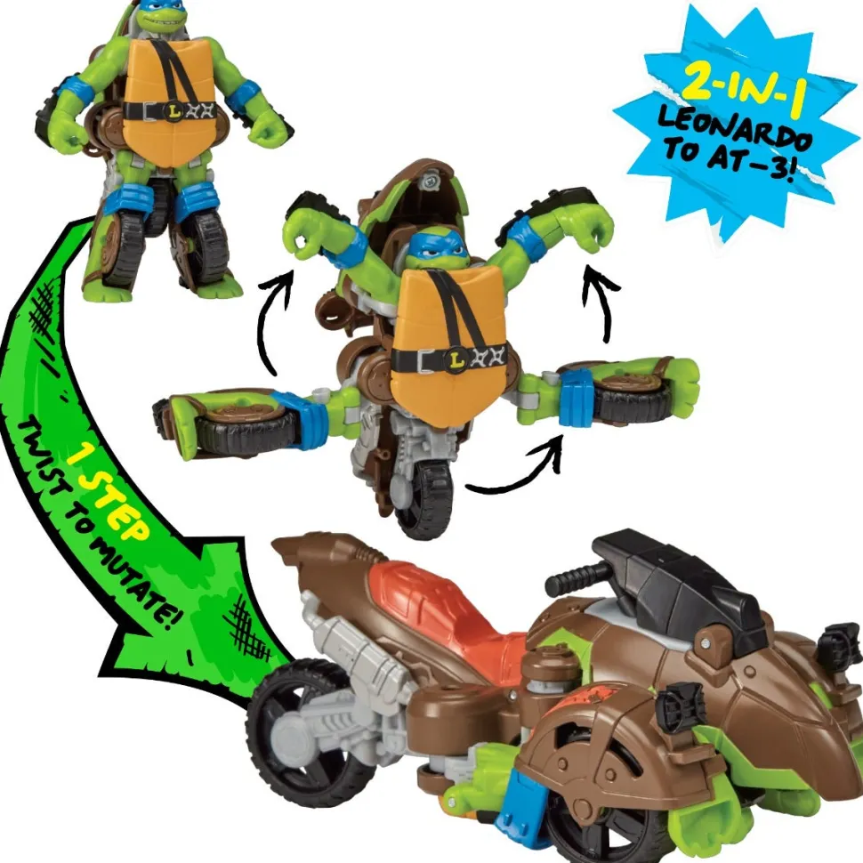 Tales Of The Teenage Mutant Ninja Turtle Twist N Mutate Figure To Vehicle - Leonardo