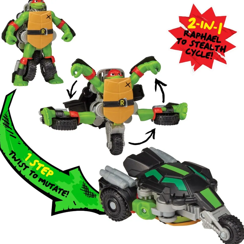 Tales Of The Teenage Mutant Ninja Turtle Twist N Mutate Figure To Vehicle - Raphael
